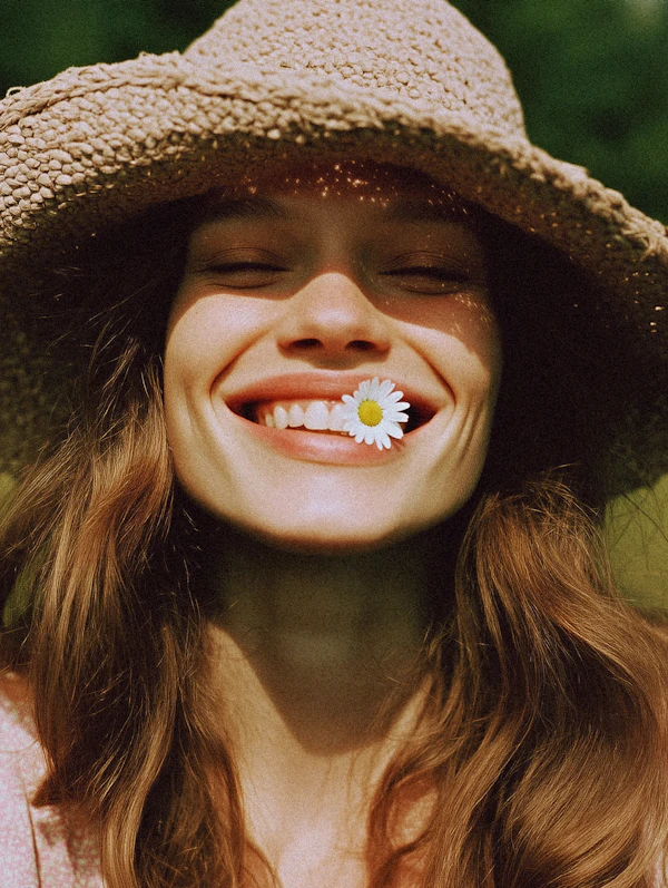 Woman with Daisy Smile