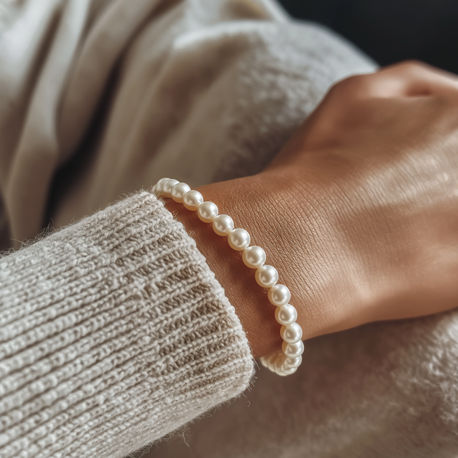 Elegant Pearl Bracelet on Woman's Wrist