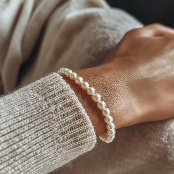 Elegant Pearl Bracelet on Woman's Wrist