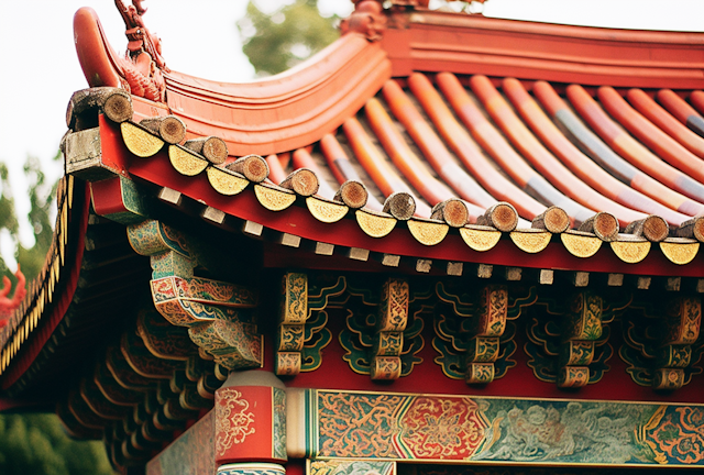 Traditional East Asian Temple Eaves