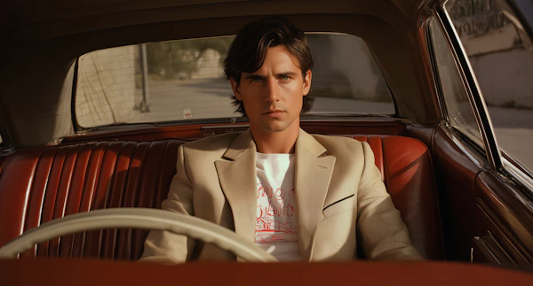 Man in Vintage Car