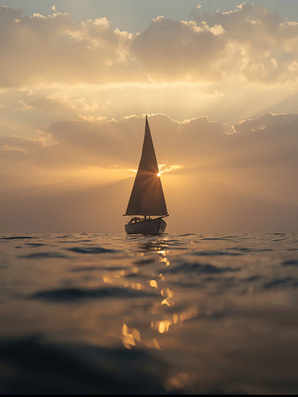 Golden Sunset Sailboat