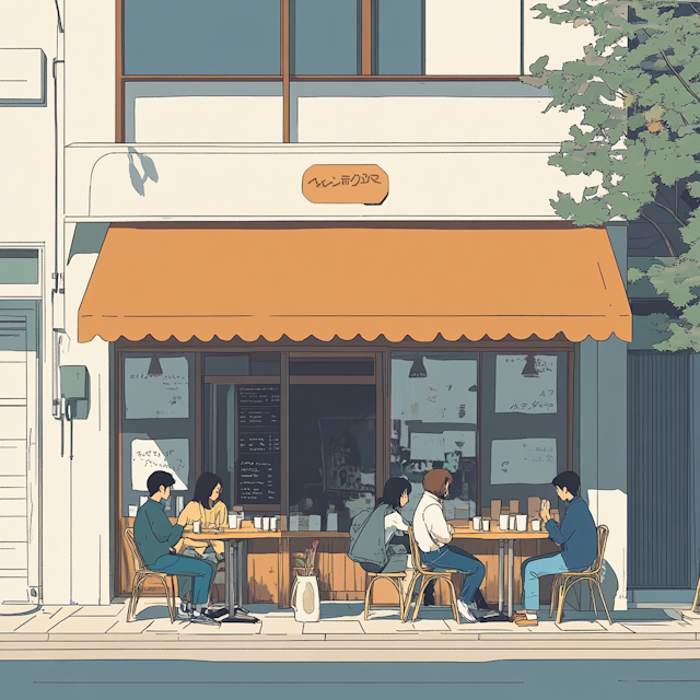 Serene Street-Side Café Scene