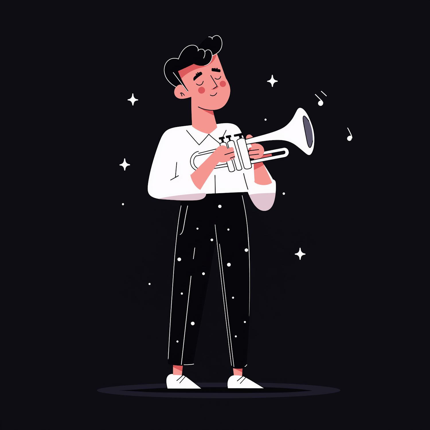 Trumpet Player Under the Stars