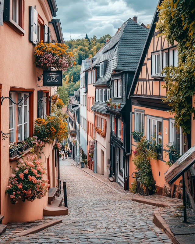 Picturesque European Cobblestone Street