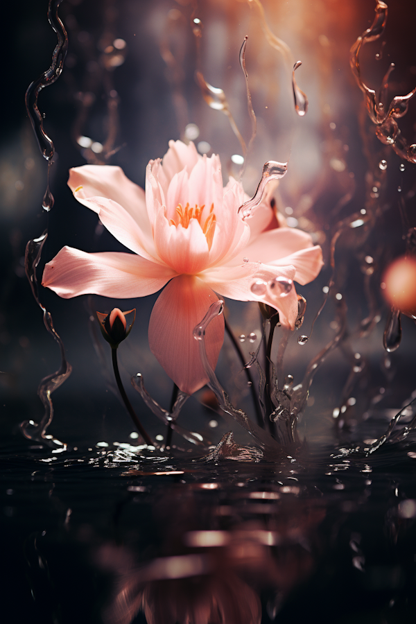 Serene Lotus Amidst Dynamic Splashes