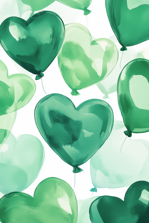 Green Heart Balloons