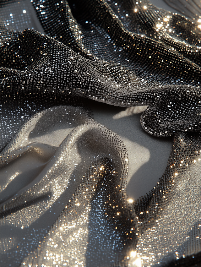 Shimmering Sequin Fabric Close-Up