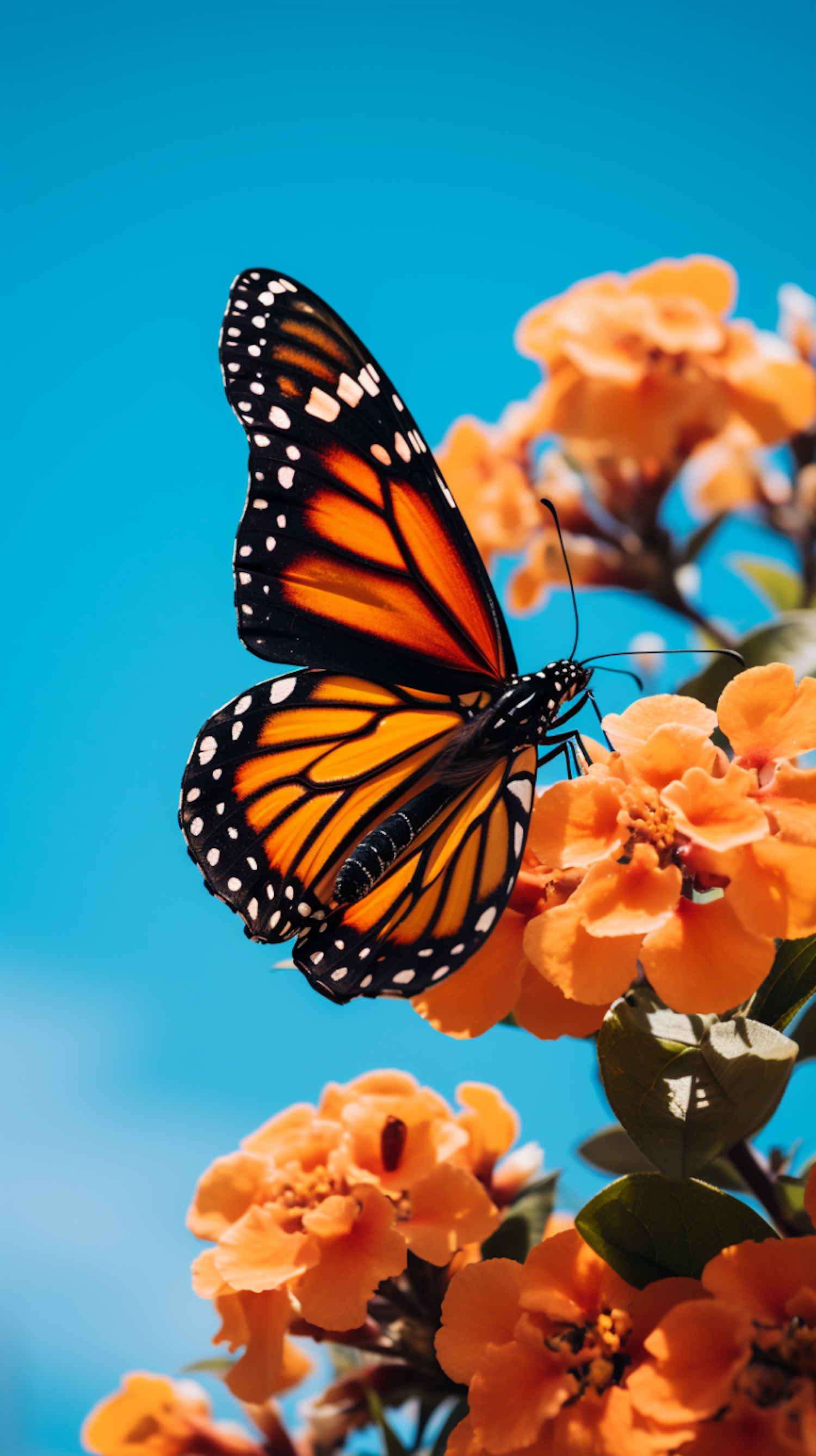 Harmony in Orange: Monarch Butterfly on Blossoms