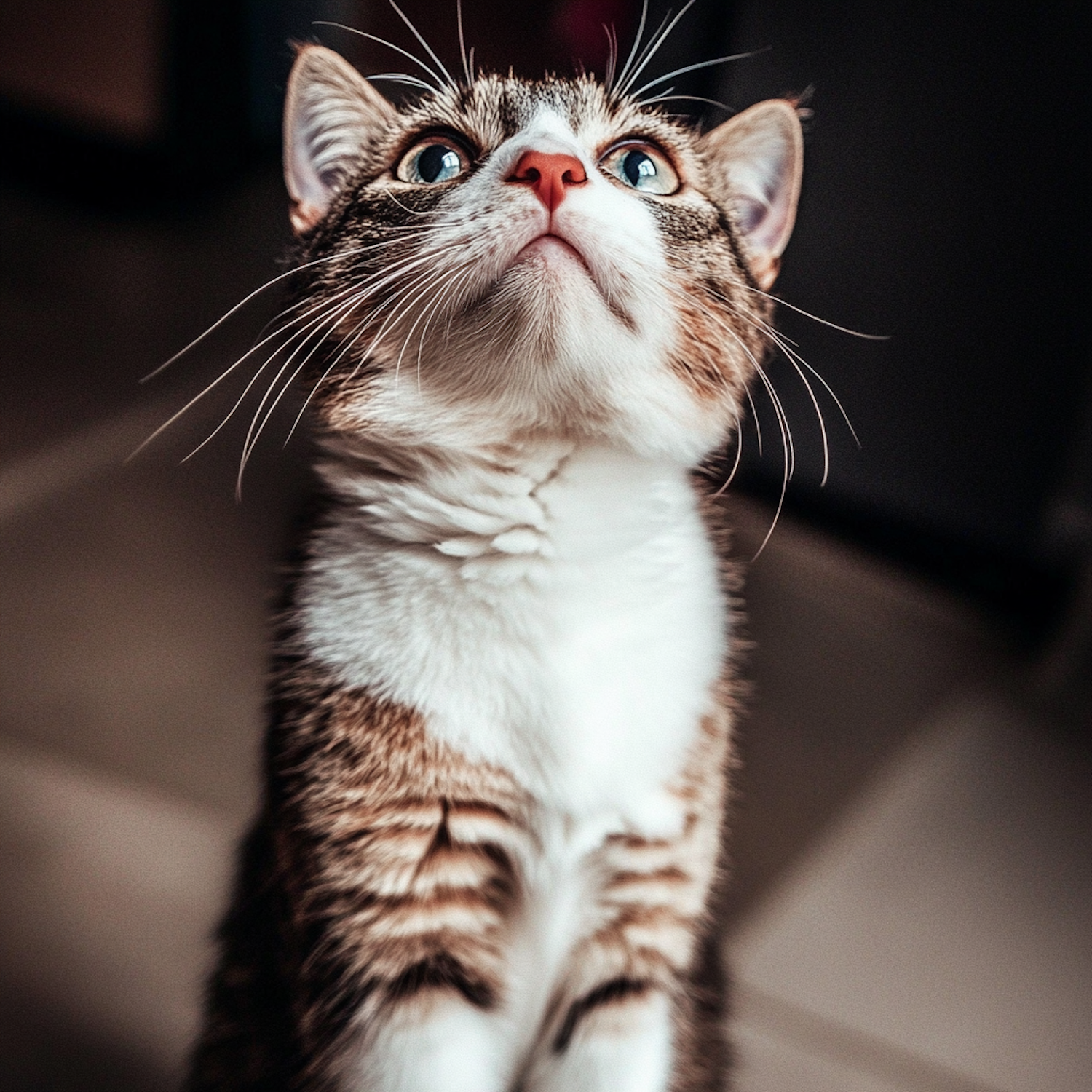 Curious Cat with Blue Eyes