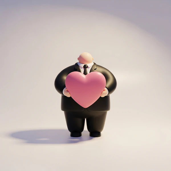 Cartoon Character with Heart