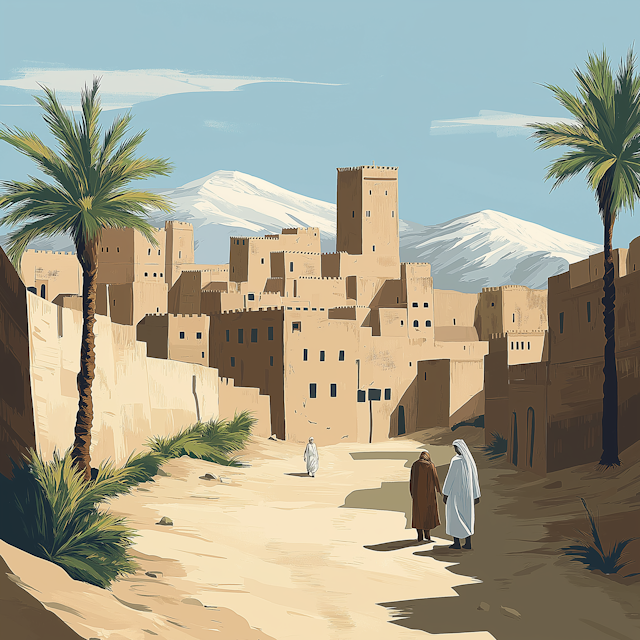 Desert Town with Traditional Buildings