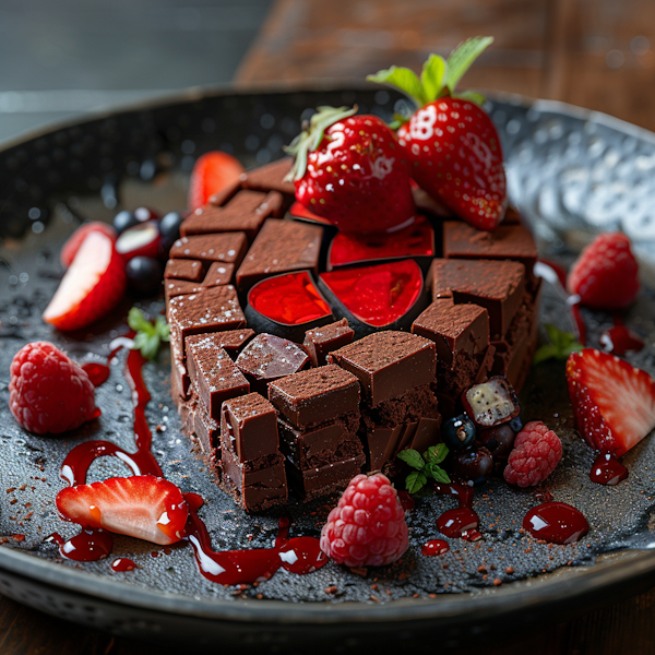 Artistic Chocolate Mosaic Dessert