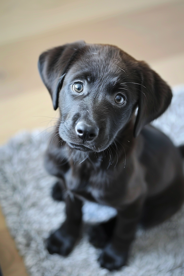 Expressive Black Labrador Puppy Portrait