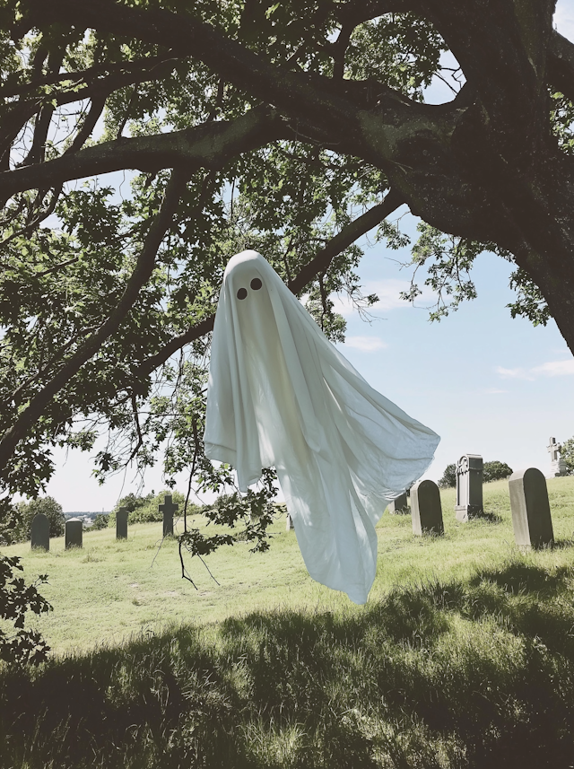 Ghostly Figure in Cemetery