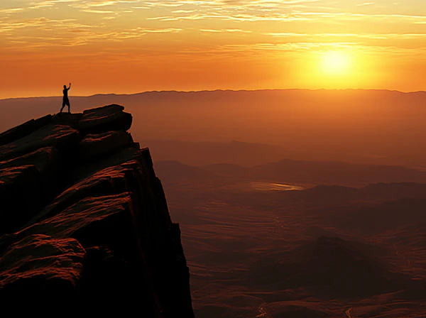 Triumphant Silhouette at Sunset
