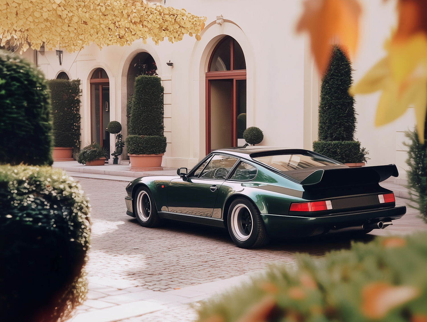 Classic Sports Car in Courtyard