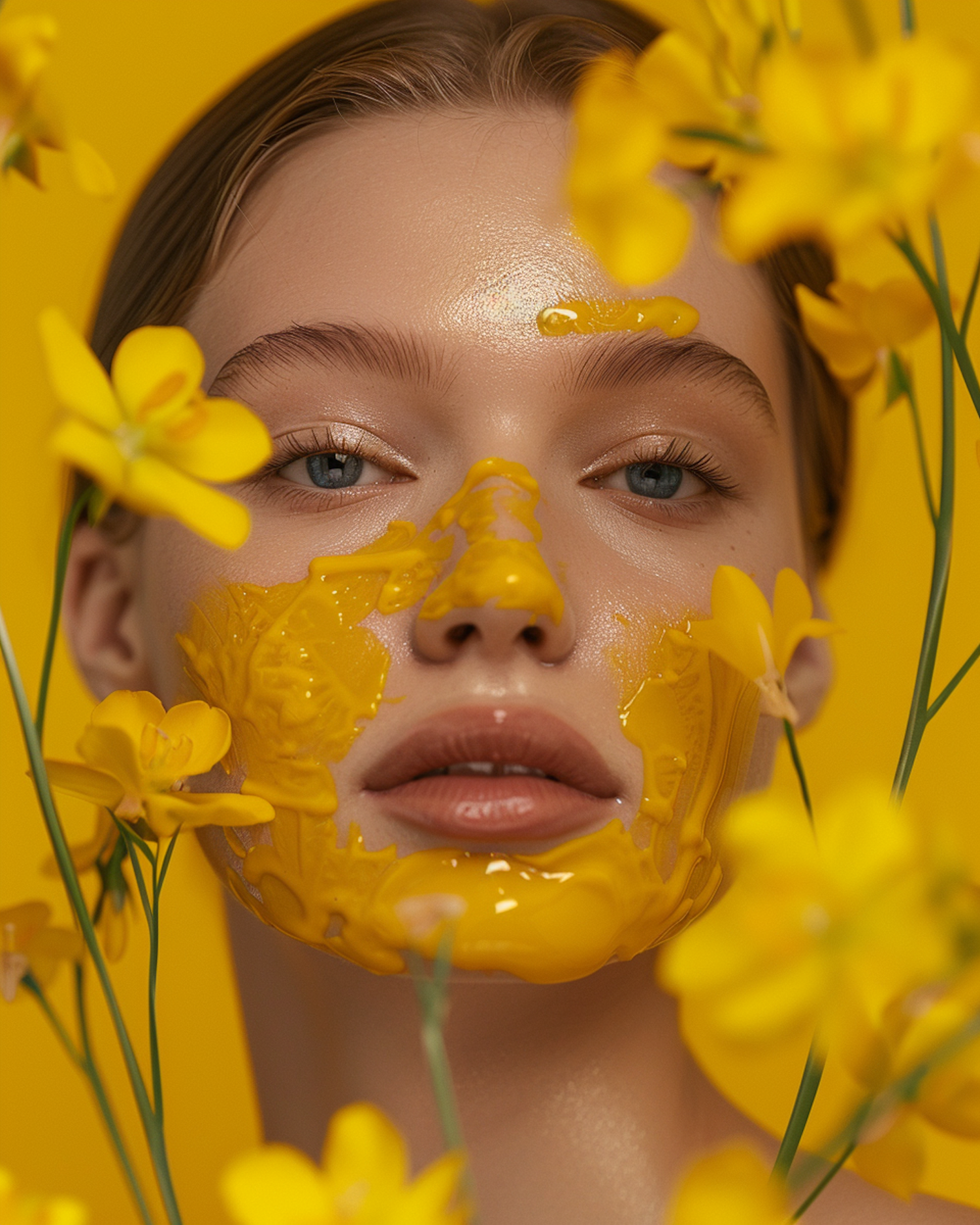 Portrait of Woman with Yellow Paint