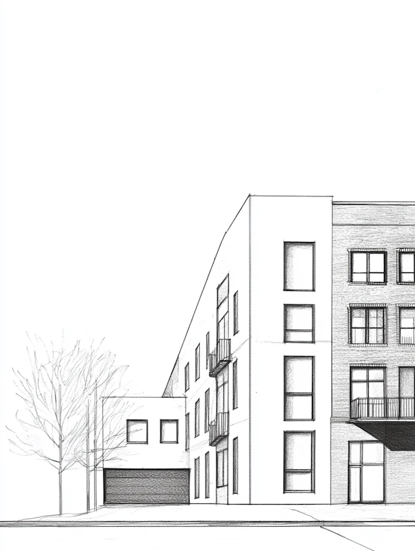 Modern Building Architectural Sketch