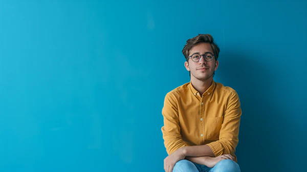 Casual Intellectual in Mustard and Blue