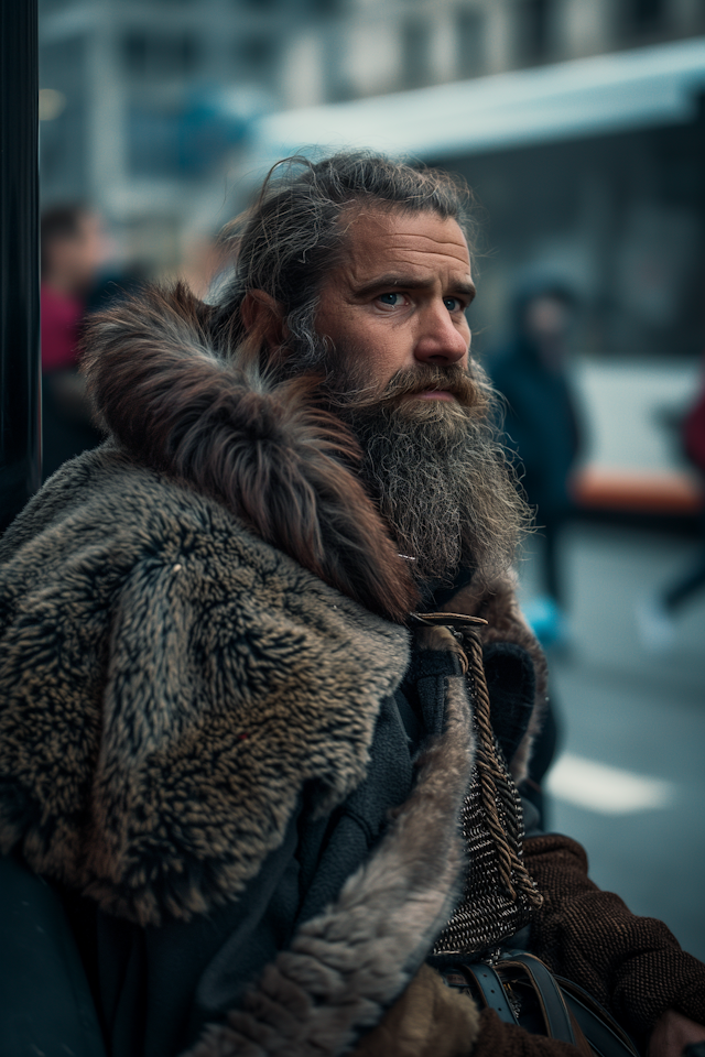 Contemplative Bearded Man