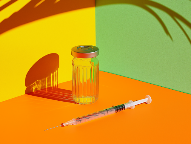 Syringe and Vial on Colorful Background