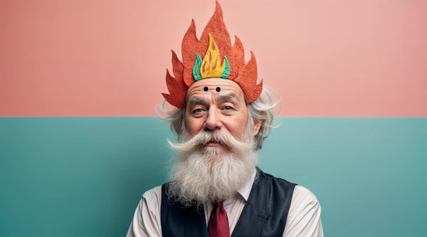 Whimsical Elder with Flame Hat