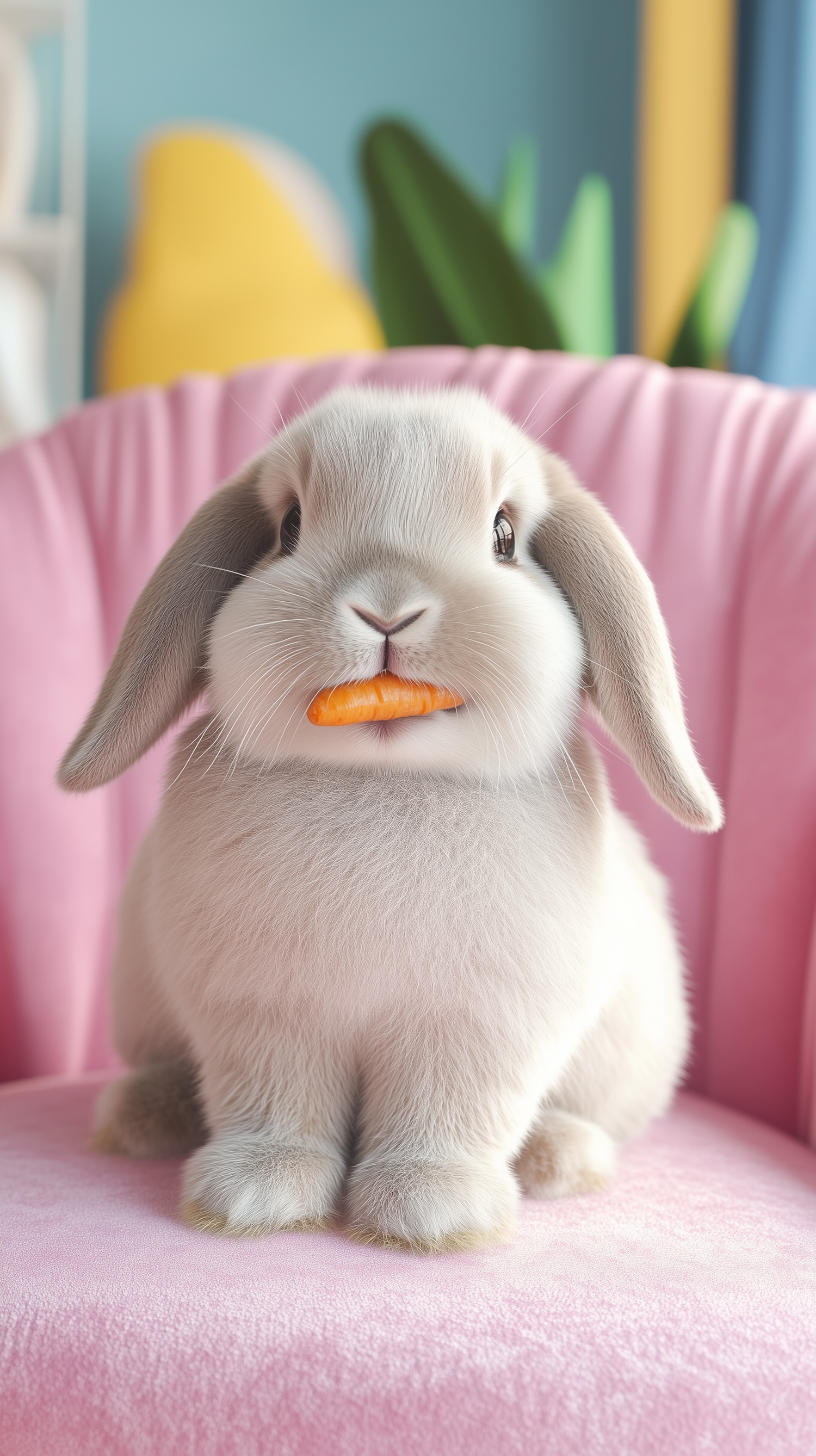 Adorable Rabbit on Pink Chair