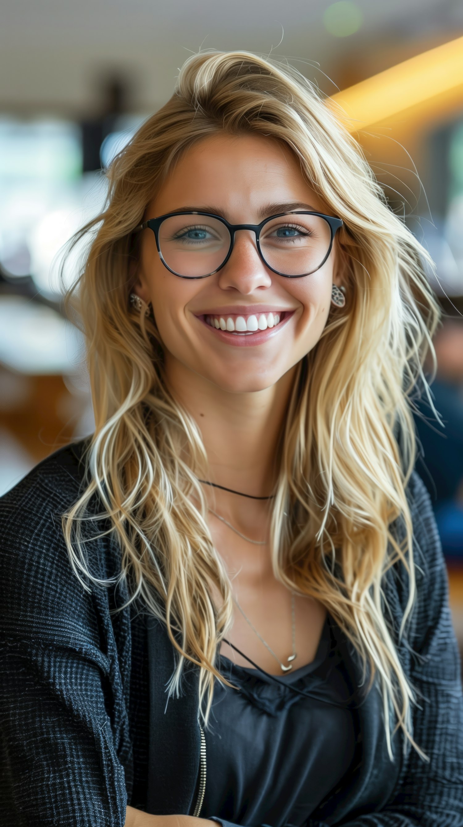 Smiling Woman with Glasses