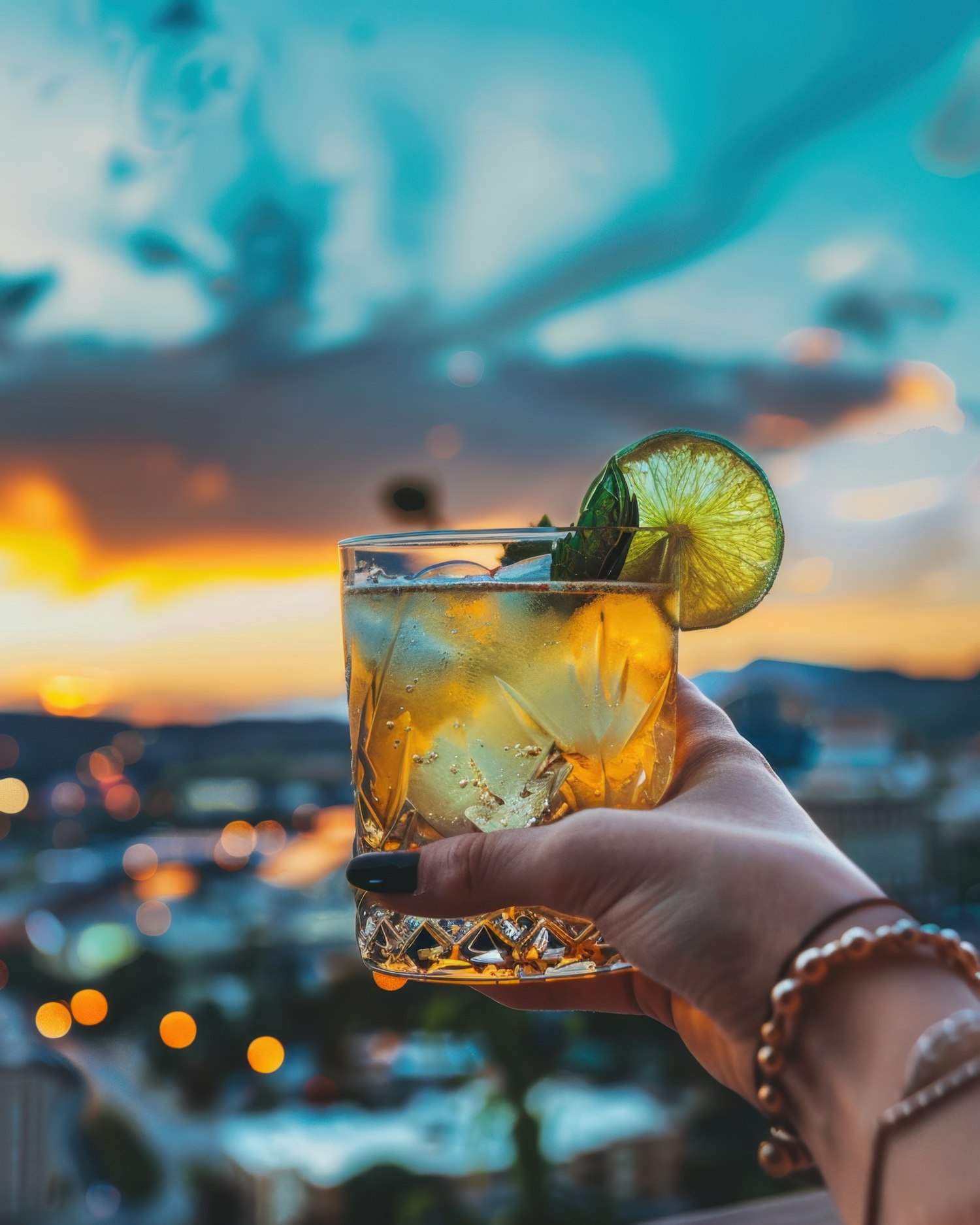 Elegant Drink at Sunset