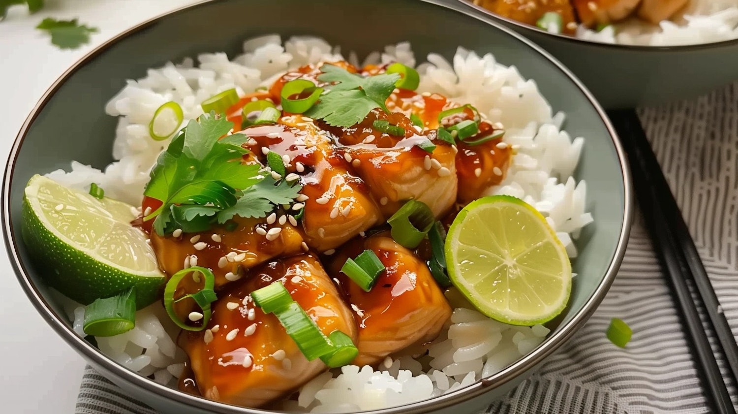 Glazed Salmon Over Rice