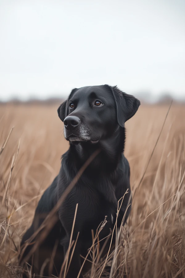 Black Dog in Field