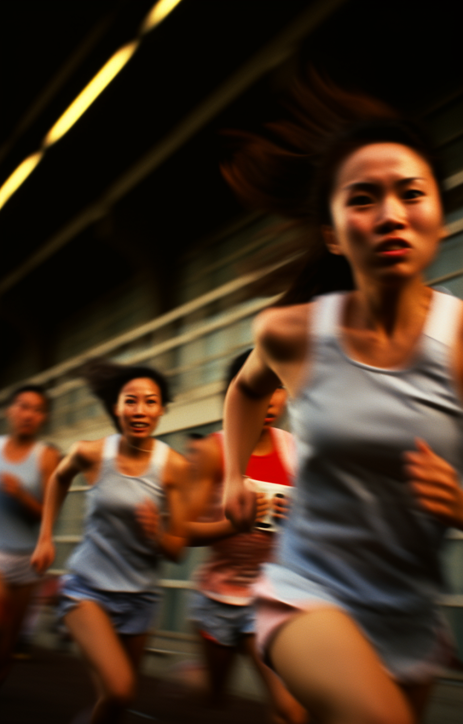Dynamic Asian Women's Race in Motion