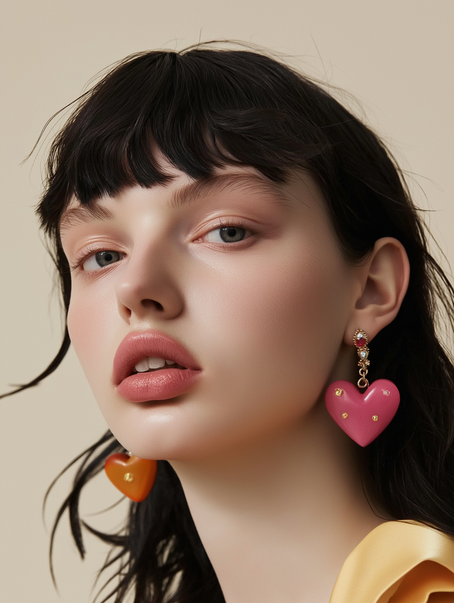 Portrait of a Young Woman with Heart-Shaped Earrings