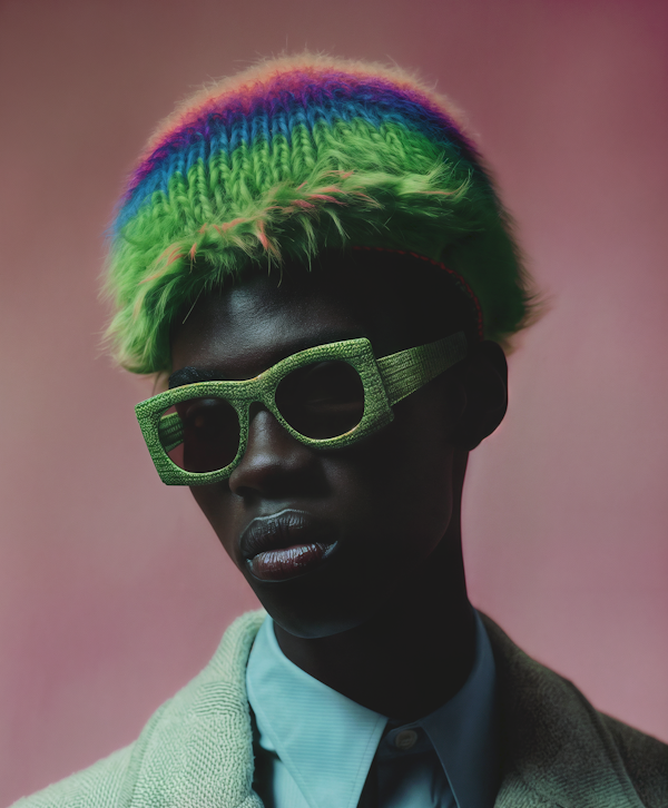 Portrait of Young Man in Colorful Attire