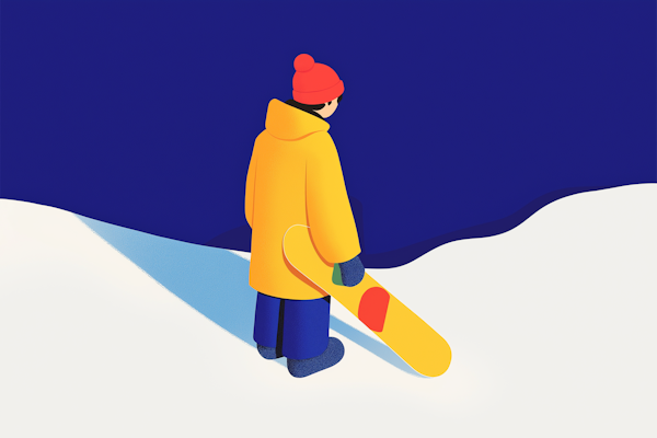 Snowboarder in Winter Landscape