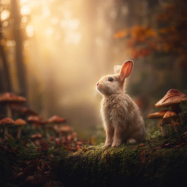 Rabbit in Forest Scene