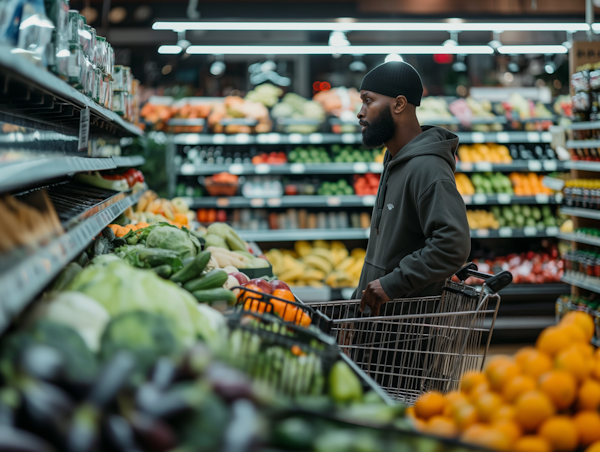 Man Shopping in Grocery Store