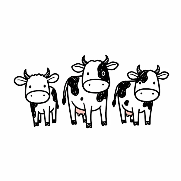 Whimsical Cartoon Cows