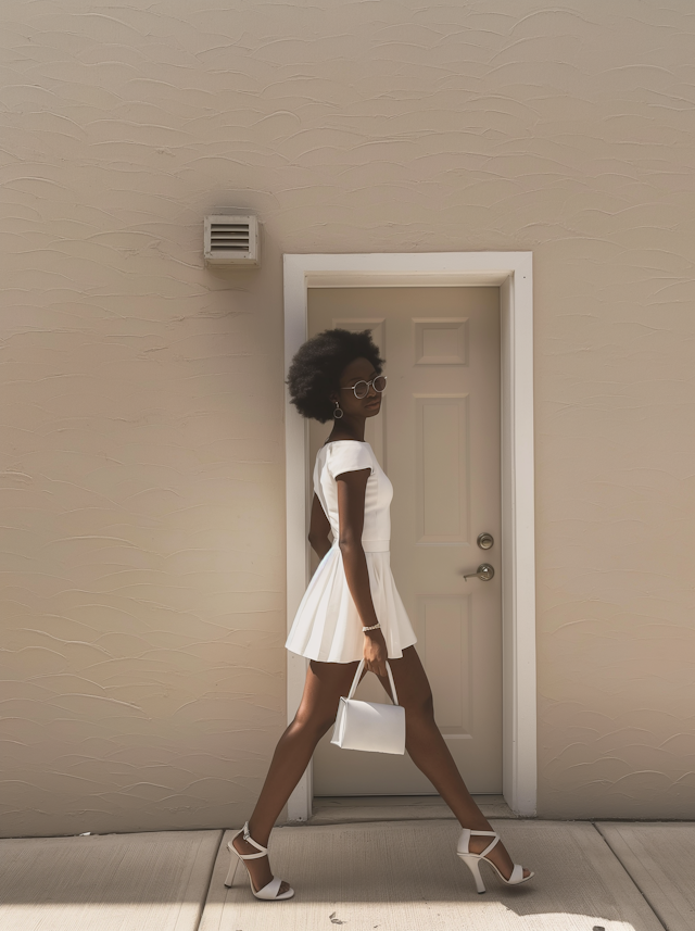 Confident Woman in White Dress