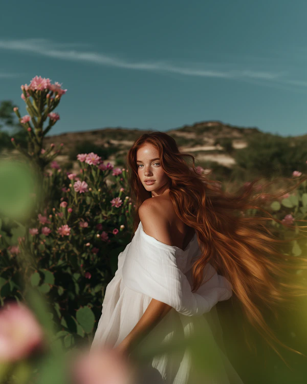 Woman in Flower Field