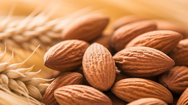 Almonds and Wheat Close-Up