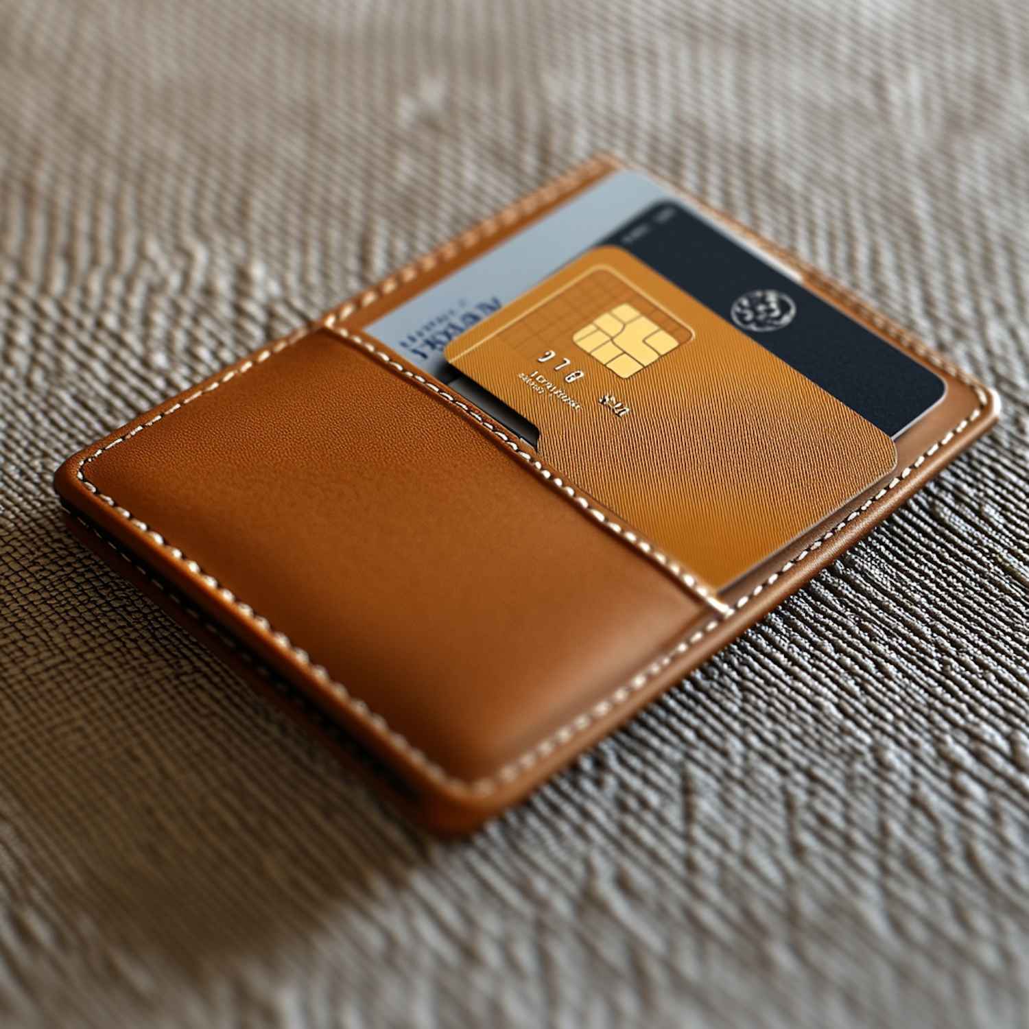 Tan Leather Wallet with Credit Cards