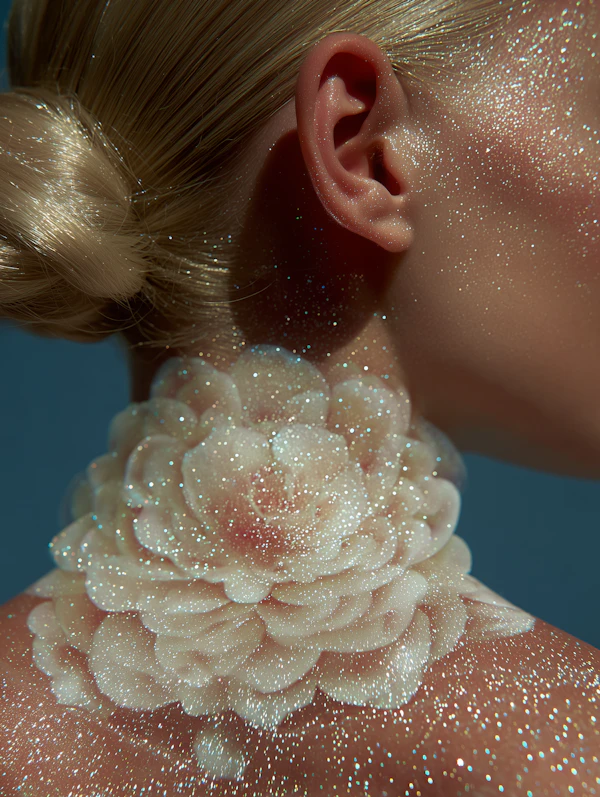 Glittery Floral Neck Art