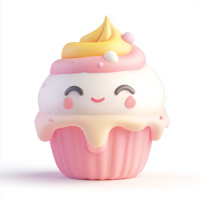 Whimsical Cartoon Cupcake