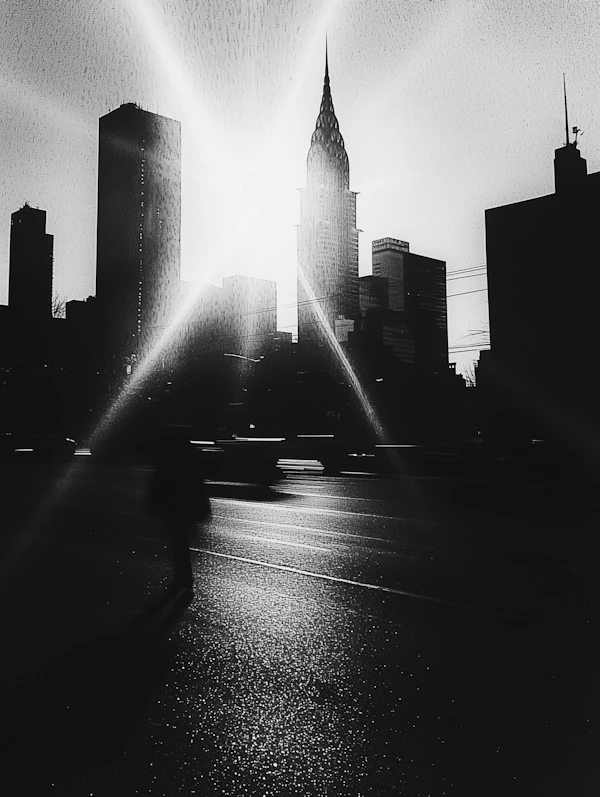Cityscape with Lone Figure