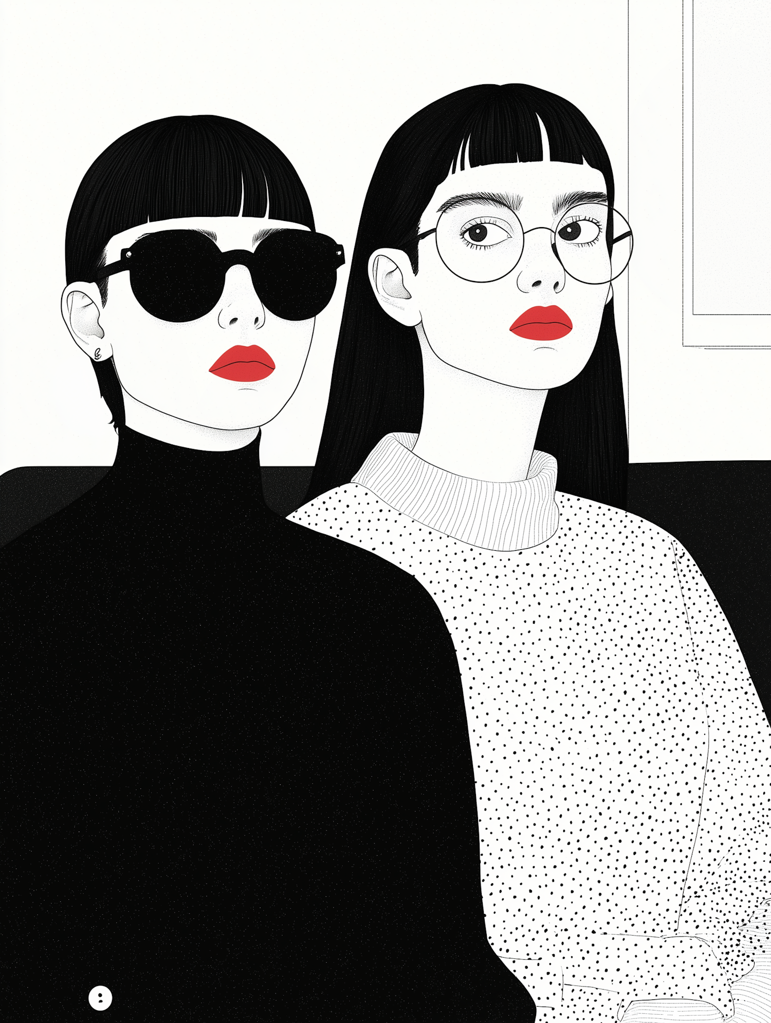 Stylish Duo with Red Lips