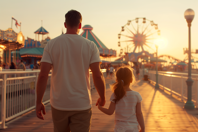 Familial Love at Fairground Sunset