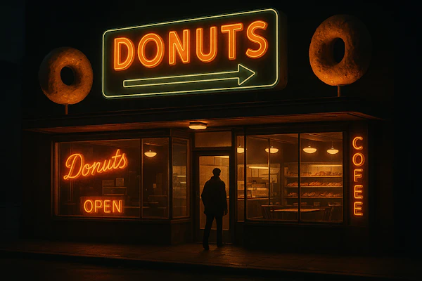 Retro Donut Shop Scene