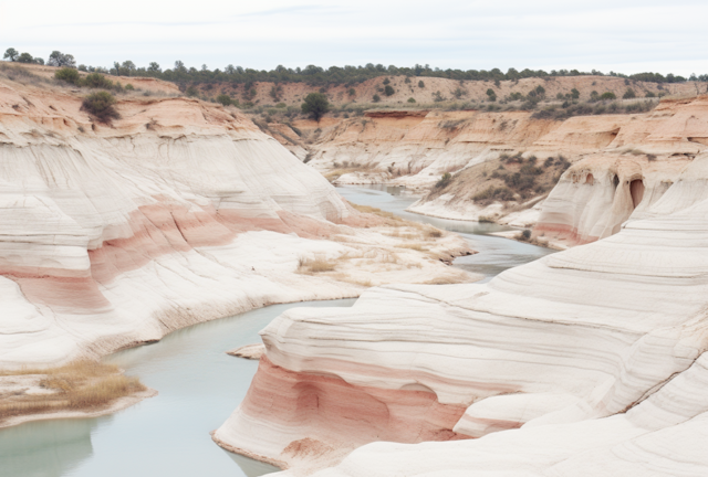 Sedimentary Serenity with Striated Erosion